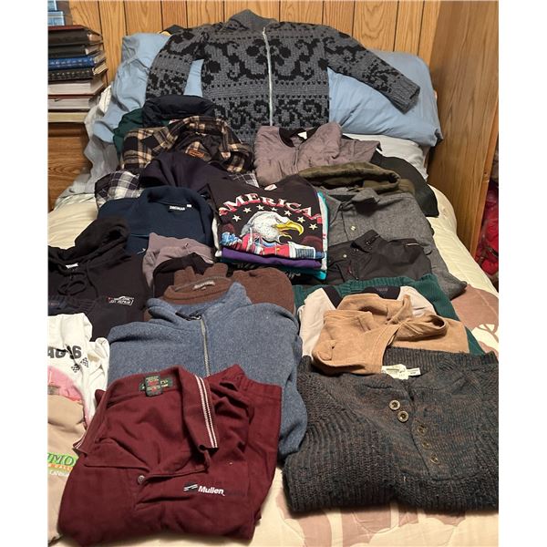 Lot Assorted Men's Clothing Including Sweaters and T-Shirts