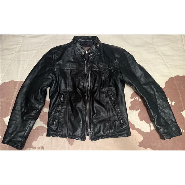 Sears Men's Black Leather Jacket Size 38