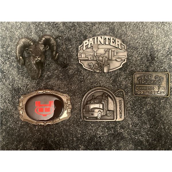 5 Metal Belt Buckles: Kenworth, Keep On Trucking, Painter, Ram, MB