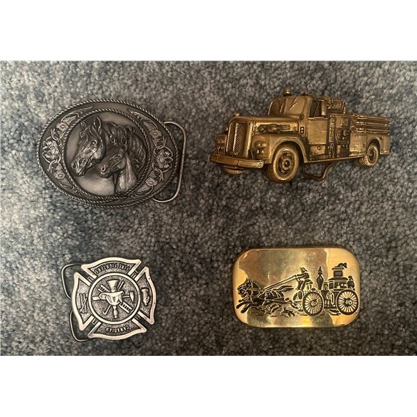 4 Firefighter and Western Theme Belt Buckles