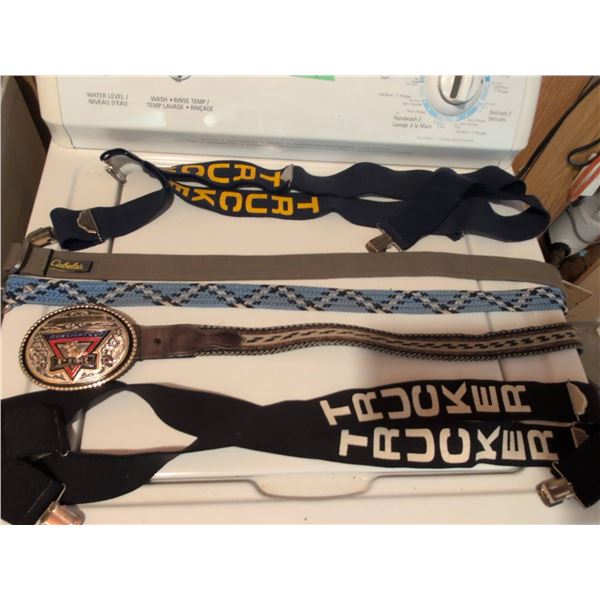 Suspenders Lot With Bull Riders Belt and Cabela's