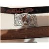Image 4 : 5 Men's Leather Belts with Buckles Including CAT and Kenworth
