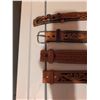 Image 2 : Four Tooled Leather Belts, 32/80 to 32 Inch, Various Brands