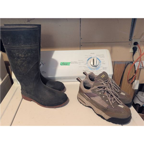 Work Air Work Shoes Size 8M and Black Rubber Boots Size 9