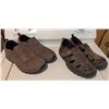 Image 1 : Two Pairs of Men's Size 9 Leather Shoes and Sandals