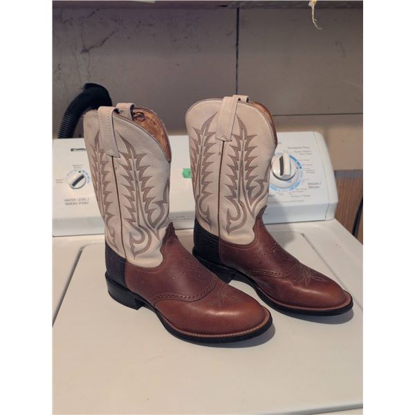 Tony Lama Brown and Cream Leather Cowboy Boots