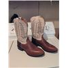 Image 1 : Tony Lama Brown and Cream Leather Cowboy Boots