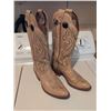Image 1 : Boulet Tan Leather Western Cowboy Boots, Size 10