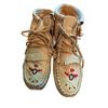 Image 1 : Tan Leather Beaded Moccasin Boots With Fringe And Rubber Soles