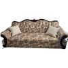 Image 1 : Upholstered Floral Sofa with Carved Wood Trim, 38x86x21 Inches