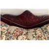 Image 2 : Upholstered Floral Sofa with Carved Wood Trim, 38x86x21 Inches