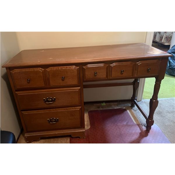Wood Desk with Drawers, 47"W x 16"D x 31.5"H