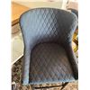 Image 10 : Wood Top White Kitchen Island and Blue Quilted Bar Stool