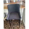 Image 2 : Wood Top White Kitchen Island and Blue Quilted Bar Stool