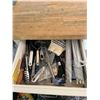 Image 4 : Wood Top White Kitchen Island and Blue Quilted Bar Stool