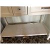 Image 6 : Wood Top White Kitchen Island and Blue Quilted Bar Stool
