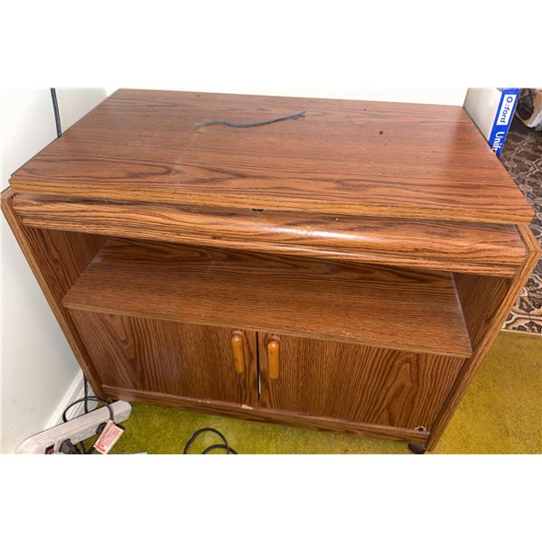 Wood-Look Laminate TV Stand on Casters with Cabinet Doors