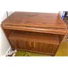 Image 1 : Wood-Look Laminate TV Stand on Casters with Cabinet Doors