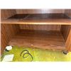 Image 3 : Wood-Look Laminate TV Stand on Casters with Cabinet Doors