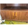 Image 4 : Wood-Look Laminate TV Stand on Casters with Cabinet Doors