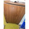 Image 5 : Wood-Look Laminate TV Stand on Casters with Cabinet Doors