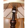 Image 10 : Wood Three-Drawer Side Table with Brass Pulls and Table Lamp