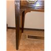 Image 3 : Wood Three-Drawer Side Table with Brass Pulls and Table Lamp