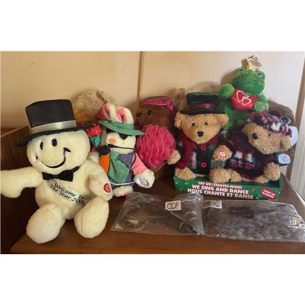 Stuffed Toy Bear, Bunny and Frog Assortment with Packaged SECRET Q Nightshade Ombre Hairpieces
