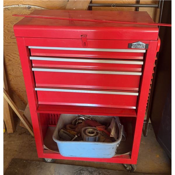 Jobmate Red Metal Tool Chest on Casters with Tools