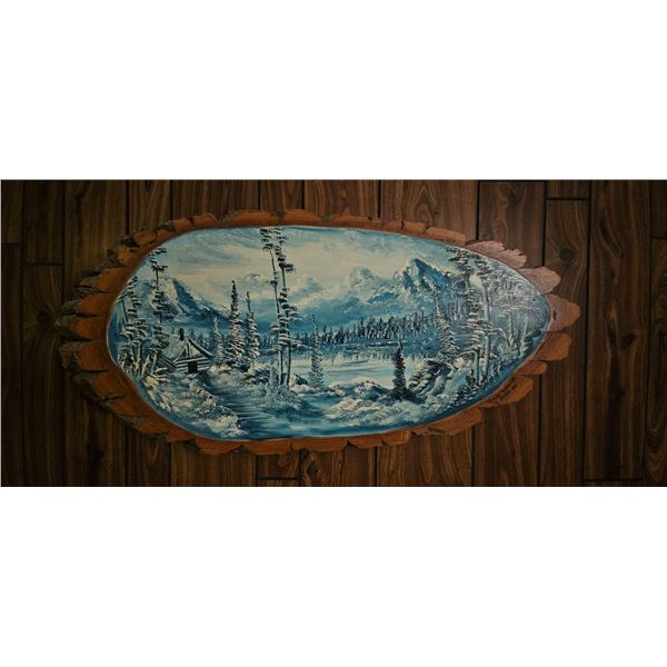 Mussy Nordstrum 1980 Oil Painting on Live Edge Wood