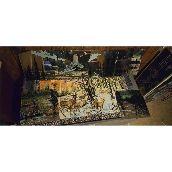 Deer Scene Tapestry with Matching Mirror Panels