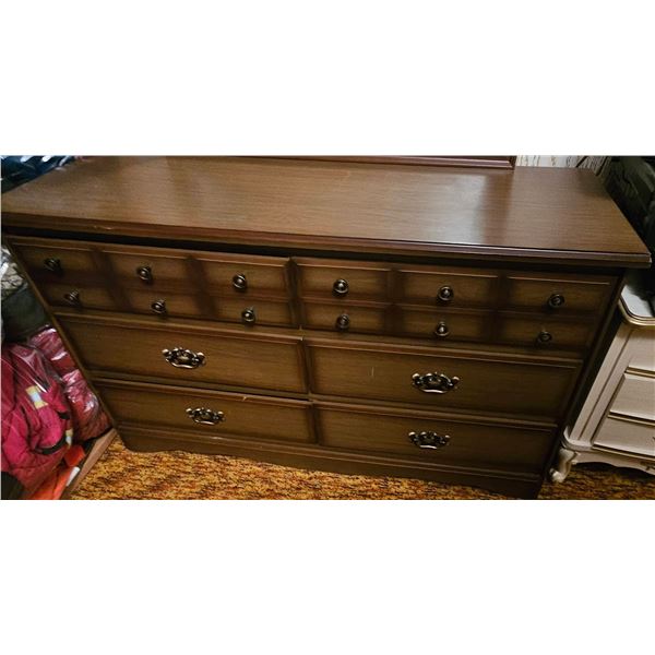 Wooden Six Drawer Dresser with Mirror