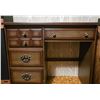 Image 1 : Wooden Desk with Multiple Drawers and Brass Handles