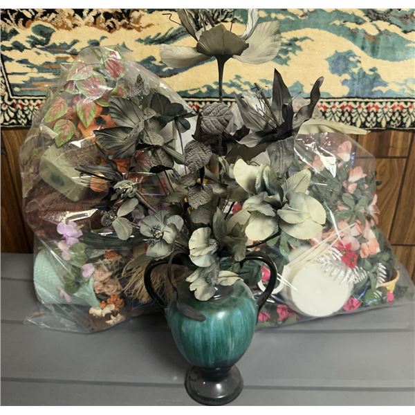 Artificial Floral Arrangements With Blue Mountain Pottery Vase