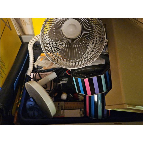 Large Assortment of Office Supplies, Stationery, Fans, and Office Equipment