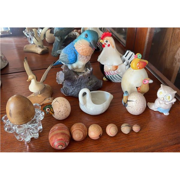 Bird Figurines and Wood Eggs Collection