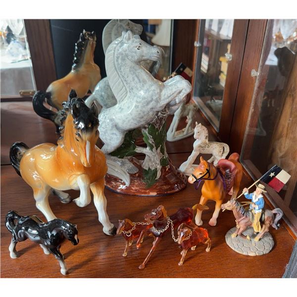 Horse Figurines and Cowboy Figure Group