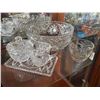 Image 1 : Pressed Glass Table Set with Creamer, Sugar Bowl, Tray, and Serving Bowl