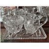 Image 2 : Pressed Glass Table Set with Creamer, Sugar Bowl, Tray, and Serving Bowl