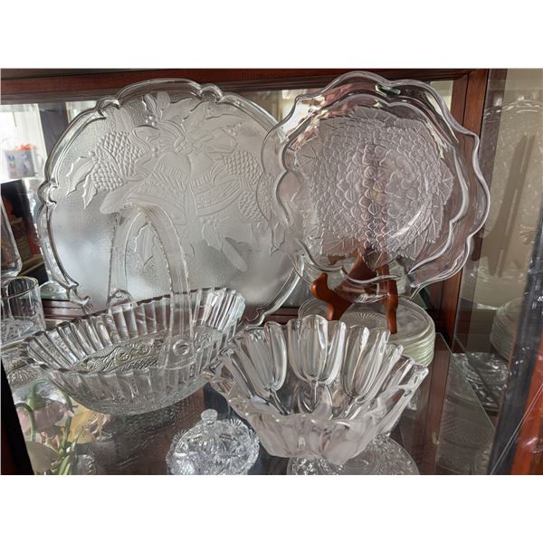 Pressed Glass Serving Bowls, Platters, and Plates Including Studio Nova and Arcam
