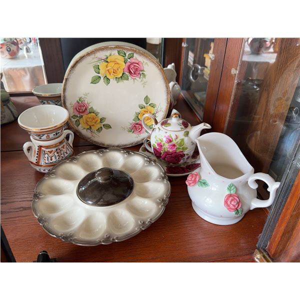 Porcelain Tableware Including Adeline Teapot Set and Aynsley Plate