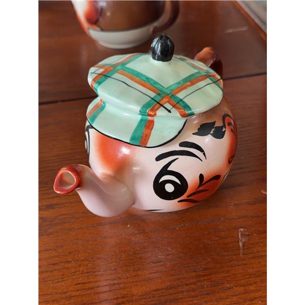 Wade Hand Painted Ceramic Teapot with Character Face and Tam O'Shanter Lid