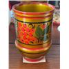 Image 8 : Red Glass Goblets, Floral Vases, and USSR Wooden Cup