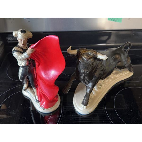 Matador and Bull Porcelain Figurine Set