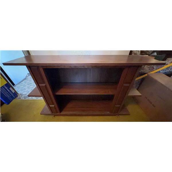 Wood Veneer Entertainment Console with Open Shelves