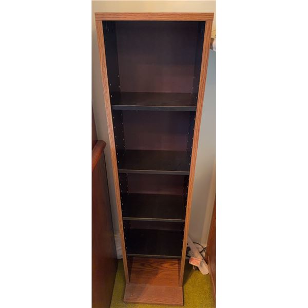 Tall Narrow Wood Veneer Adjustable Shelf Tower