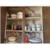 Image 1 : Contents of Cupboard Including Pyrex, Corelle, and Glassware