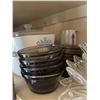 Image 8 : Contents of Cupboard Including Pyrex, Corelle, and Glassware