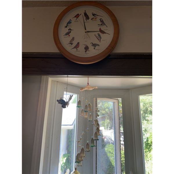 Wall Clock, Bell Wind Chime, and Butterfly Ornament Group