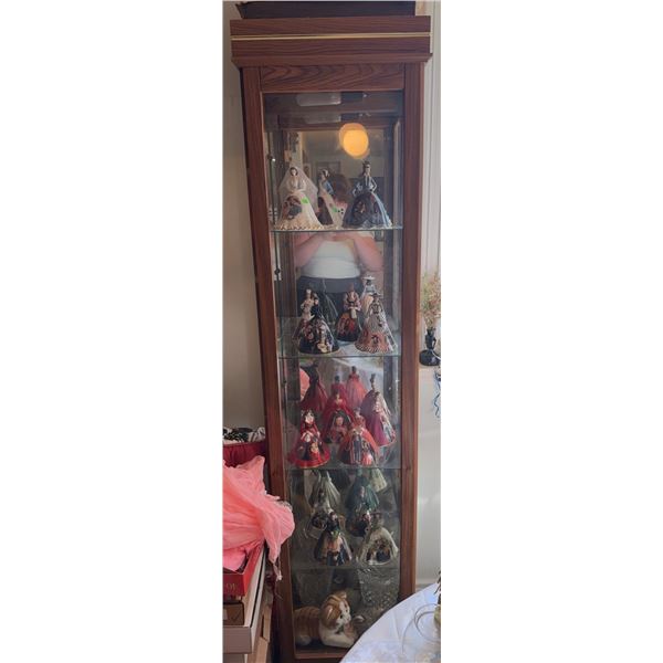 Tall Glass Display Cabinet with Oak Veneer